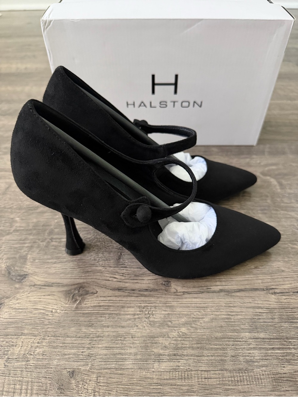 H Halston Womens Sicily Black Mary Jane Pumps Size 6.5 Whimsigoth Pointed Toe - Picture 5 of 11